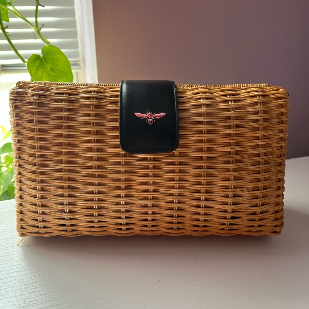 Woven Tan Clutch with Black Accent